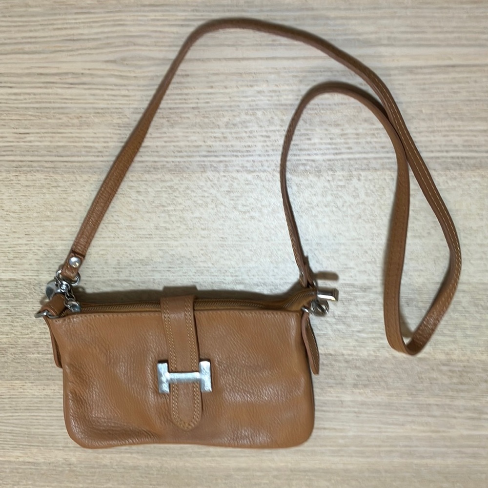 Beige Leather Crossbody Bag made in Italy